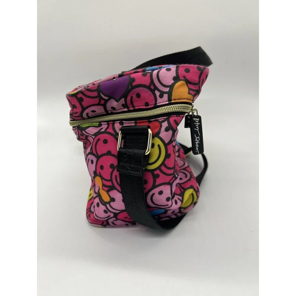 Betsey Johnson Smiley Face Hearts Lunch Bag Pink Kids Insulated Strap Novelty